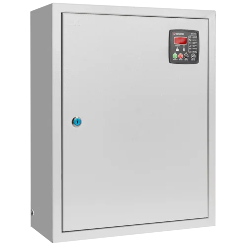 Блок автоматического ввода резерва 380/220В до 63А, переключатель с приводом, ЗУ 12В/5А, возможность автоматического запуска генератора